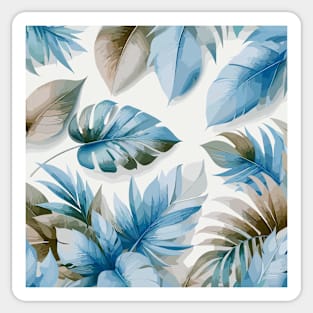 Blue Tropical Leaves Sticker